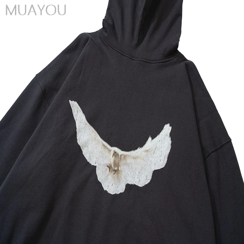 Dove Print Kanye Hoodie Men Women Streetwear 1:1 Sweatshirt High Quality Loose Double-Layer Heavy Fabric Pullover Ovesize hoodes