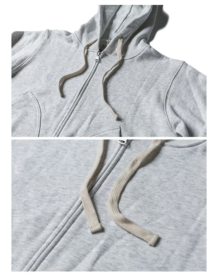 Non Stock Men's Zip Up Hooded Sweatshirt Heavyweight Solid Color Hoodies Thick