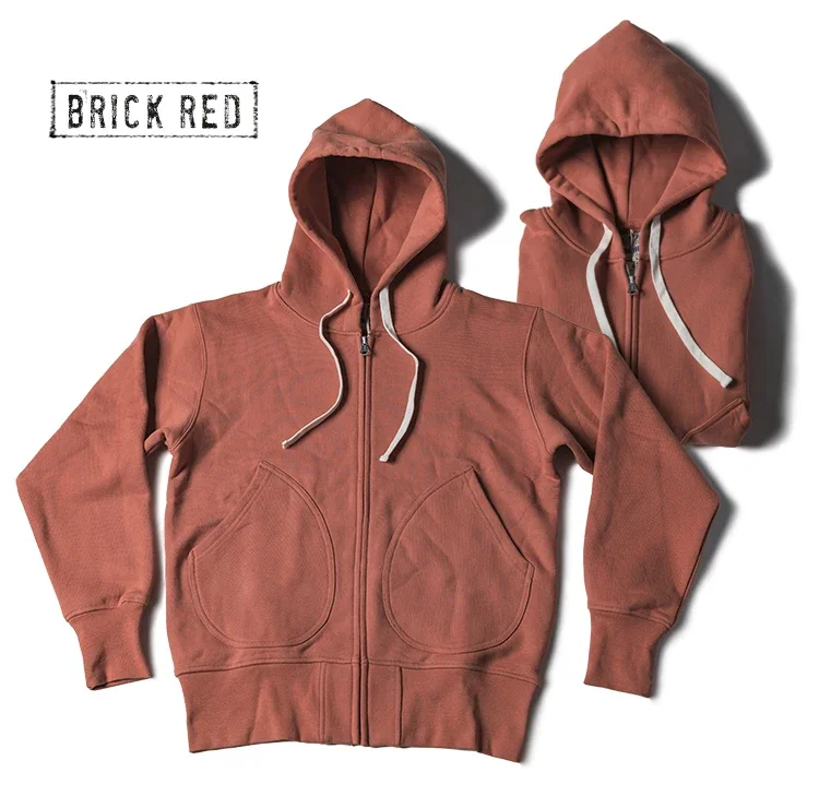 Non Stock Men's Zip Up Hooded Sweatshirt Heavyweight Solid Color Hoodies Thick