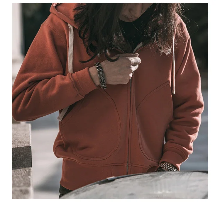 Non Stock Men's Zip Up Hooded Sweatshirt Heavyweight Solid Color Hoodies Thick