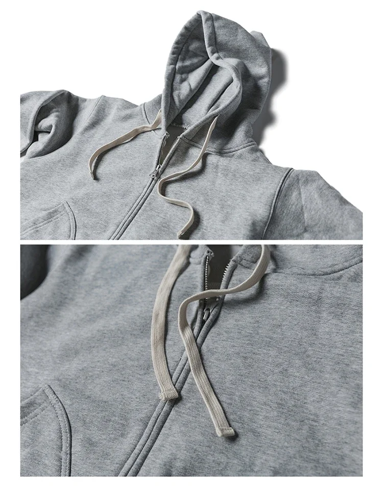 Non Stock Men's Zip Up Hooded Sweatshirt Heavyweight Solid Color Hoodies Thick