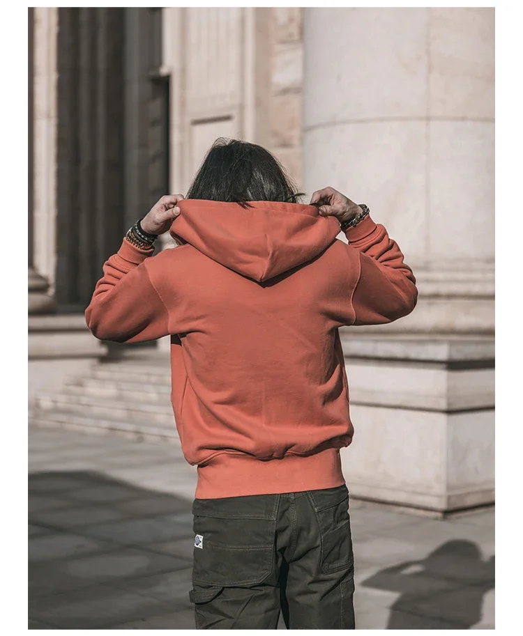 Non Stock Men's Zip Up Hooded Sweatshirt Heavyweight Solid Color Hoodies Thick
