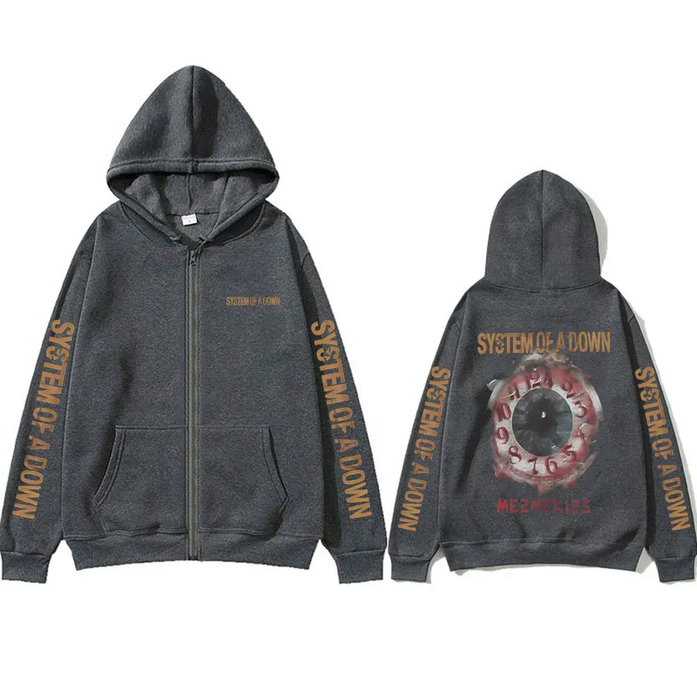 System of A Down Mezmerize Zipper Hoodie Men Women Gothic Rock Oversized Zip Up Jacket Men's 90s Alternative Metal Streetwear
