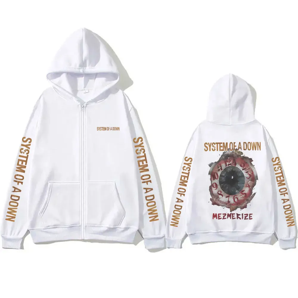 System of A Down Mezmerize Zipper Hoodie Men Women Gothic Rock Oversized Zip Up Jacket Men's 90s Alternative Metal Streetwear
