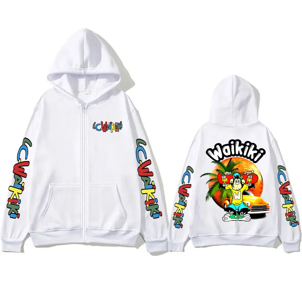 Lc Waikiki Monkey Skateboard Graphic Zip Up Hoodie Cartoon Fashion Monkeys Oversized Hoodies Men's Vintage Causal Zip Up Jacket