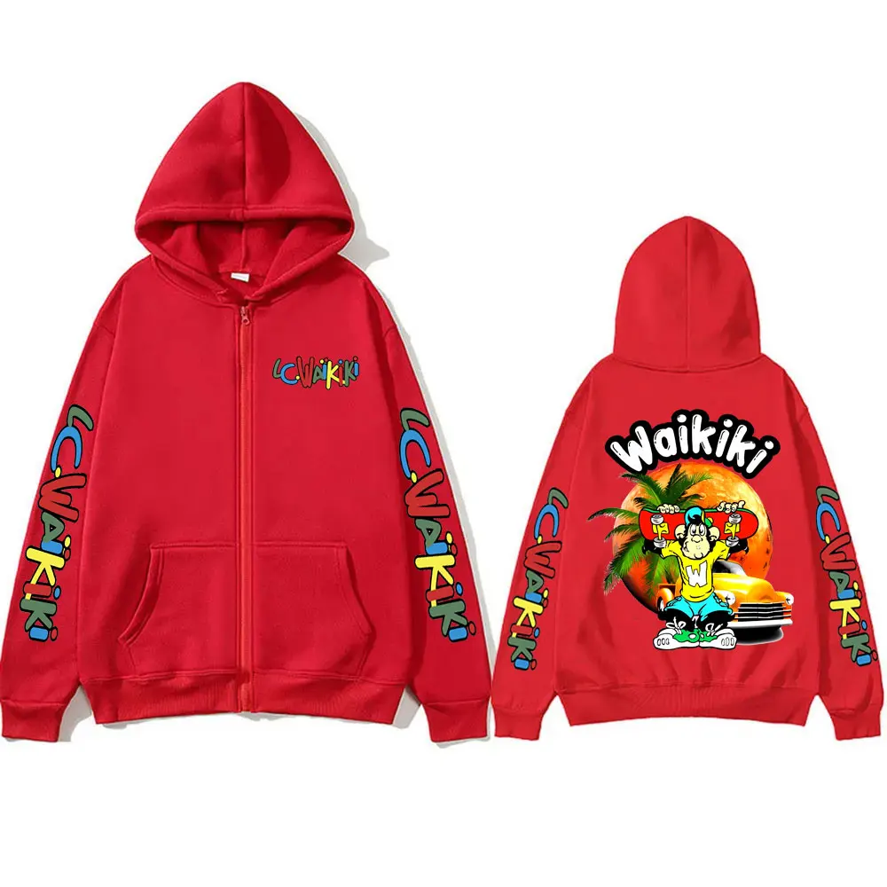 Lc Waikiki Monkey Skateboard Graphic Zip Up Hoodie Cartoon Fashion Monkeys Oversized Hoodies Men's Vintage Causal Zip Up Jacket