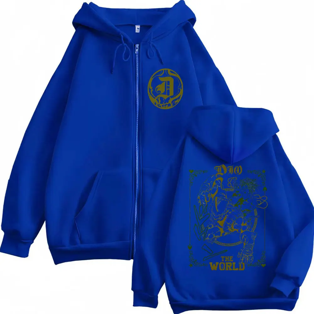 Anime Jojo's Bizarre Adventure Zipper Hoodie Jotaro Kujo Pullover Dio Giorno Zip Up Jacket Men Women Casual Fleece Hoodies Coat