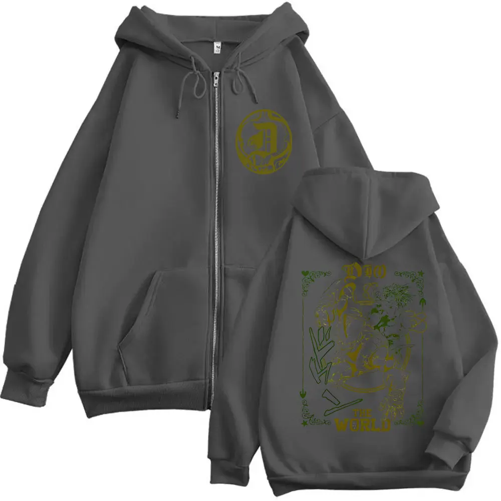 Anime Jojo's Bizarre Adventure Zipper Hoodie Jotaro Kujo Pullover Dio Giorno Zip Up Jacket Men Women Casual Fleece Hoodies Coat