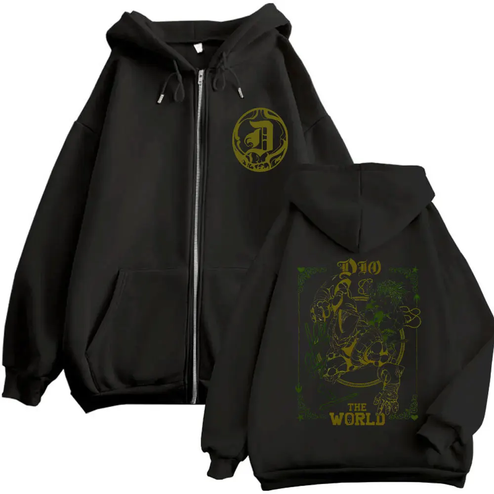 Anime Jojo's Bizarre Adventure Zipper Hoodie Jotaro Kujo Pullover Dio Giorno Zip Up Jacket Men Women Casual Fleece Hoodies Coat