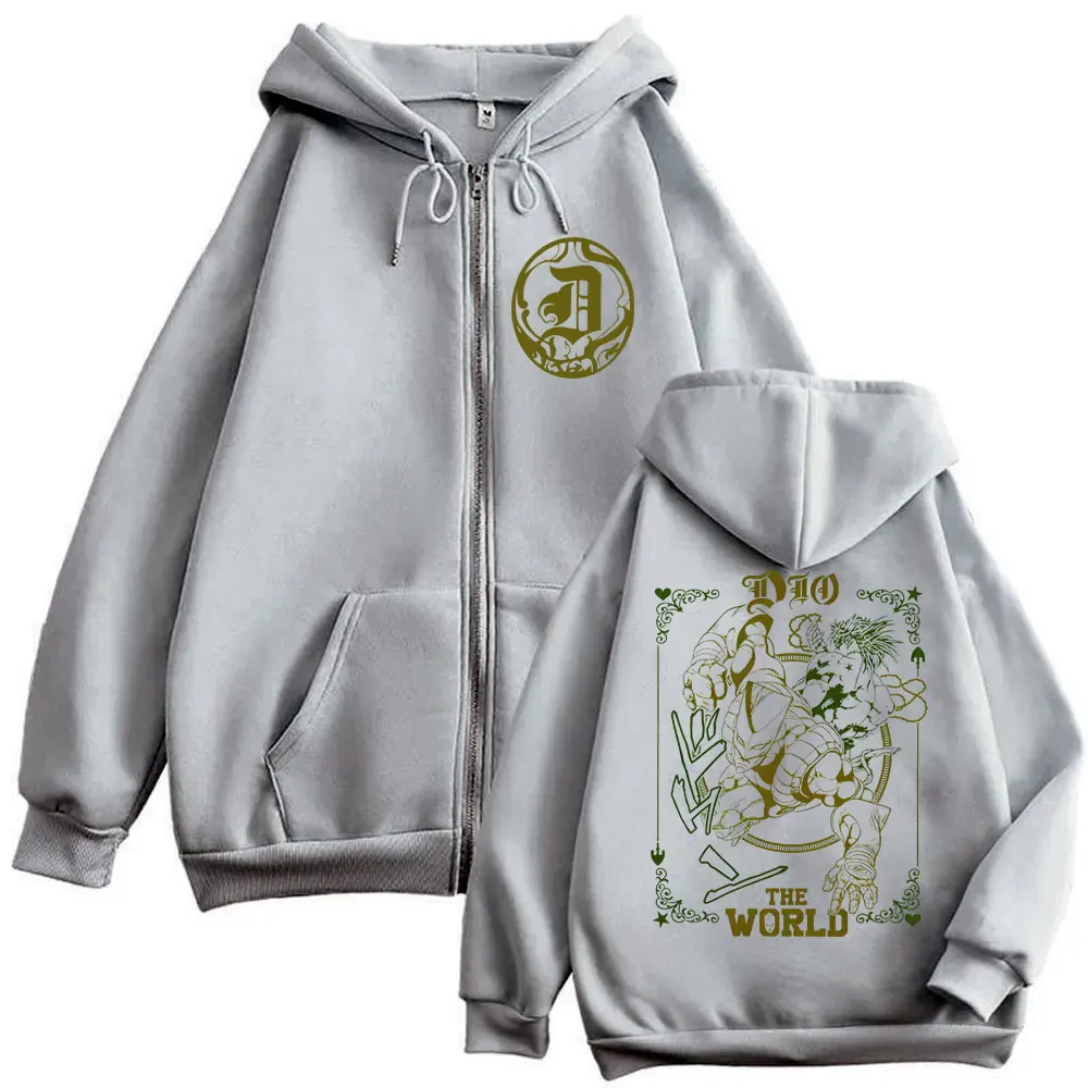 Anime Jojo's Bizarre Adventure Zipper Hoodie Jotaro Kujo Pullover Dio Giorno Zip Up Jacket Men Women Casual Fleece Hoodies Coat