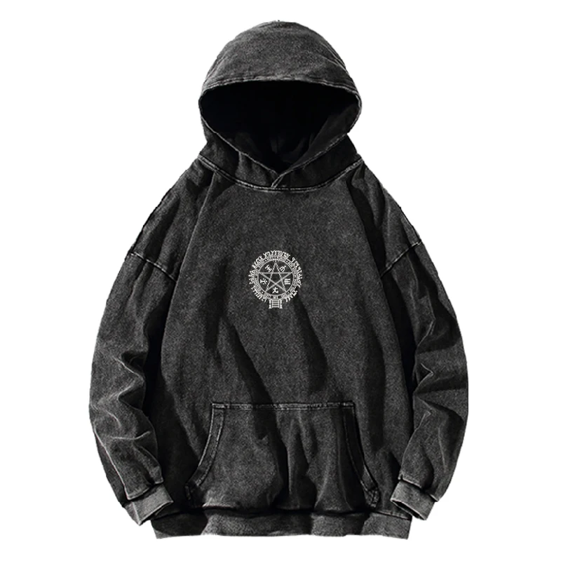 Manga Hellsing Alucard Printed Hooded Men Women Casual Cotton Hoodies Retro Washed Streetwear Harajuku Male Oversized Sweatshirt