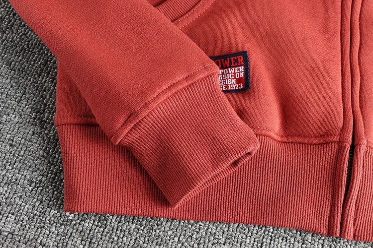 Autumn Winter New American Retro 320G Long Sleeve O-neck Thick Velvet Hooded Hoodies Men's Solid Color Cardigan Casual Sportwear