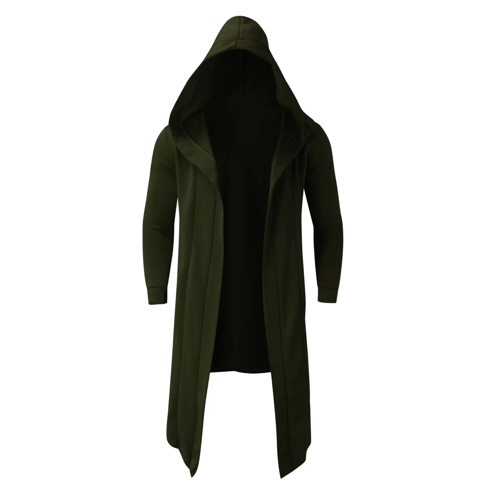 Fashion Men Hooded Poncho Loose Clothes Autumn Winter Mid-length Solid Punk Long Sleeve Coat Thicke Warm Cardigan Man Cloak