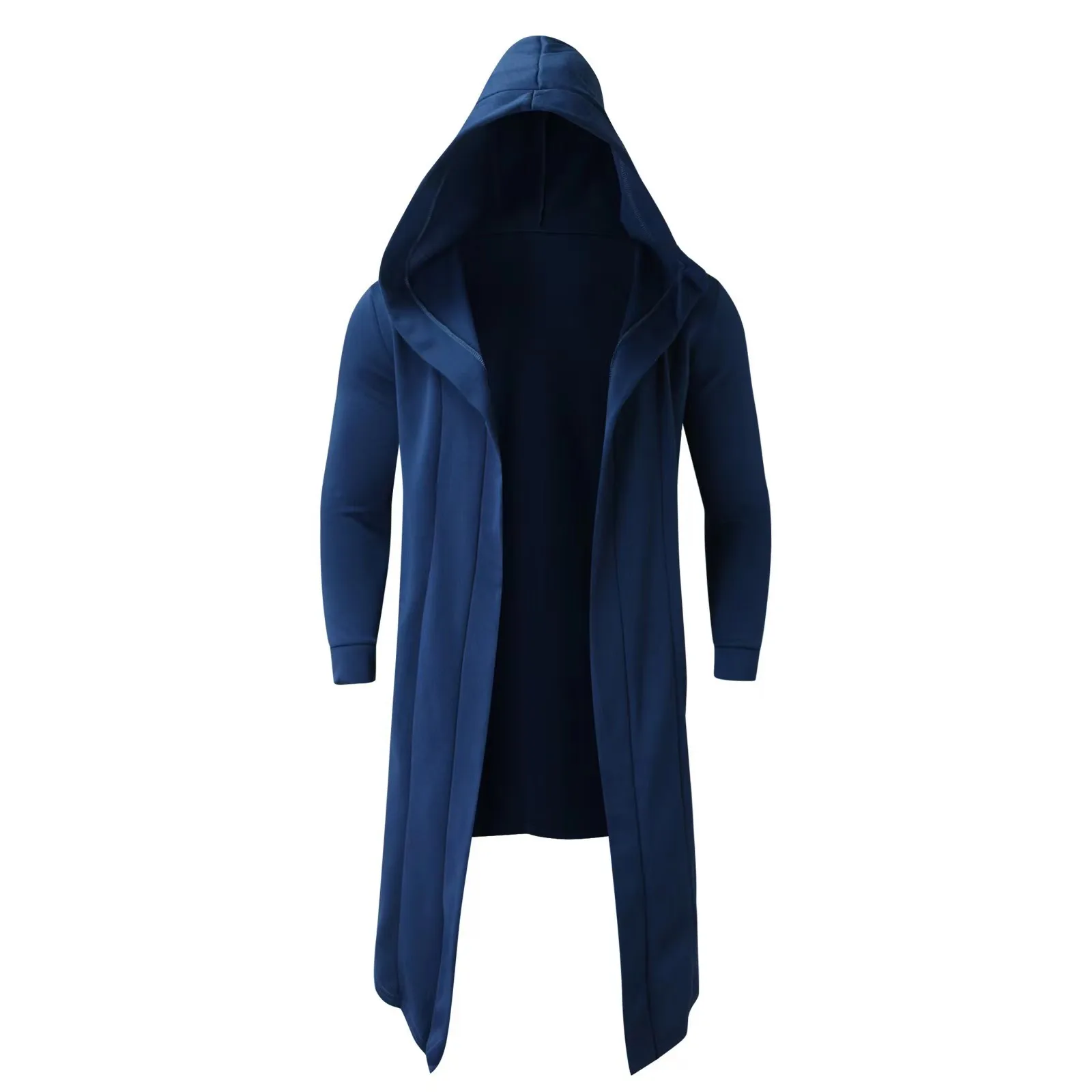 Fashion Men Hooded Poncho Loose Clothes Autumn Winter Mid-length Solid Punk Long Sleeve Coat Thicke Warm Cardigan Man Cloak