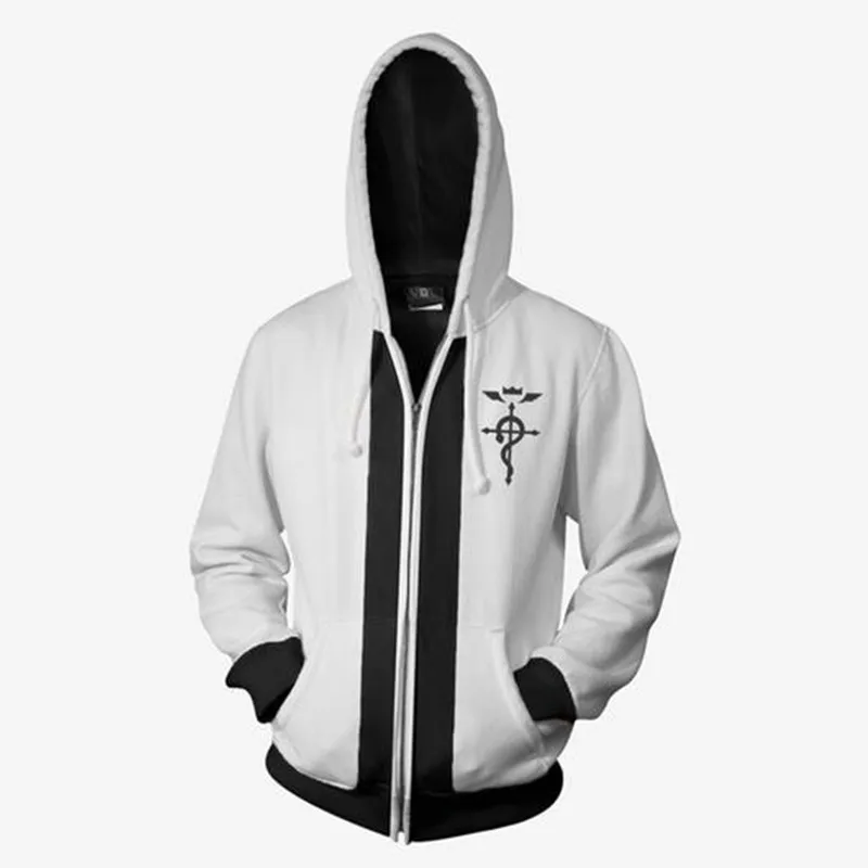 Fullmetal Alchemist 3D Hoodie Sweatshirts Anime Fullmetal Alchemist Cosplay Men Hoodie Casual Coat Tops Outerwear Coat Outfit