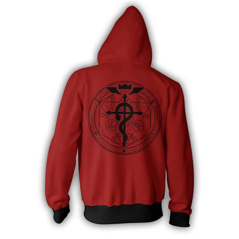 Fullmetal Alchemist 3D Hoodie Sweatshirts Anime Fullmetal Alchemist Cosplay Men Hoodie Casual Coat Tops Outerwear Coat Outfit