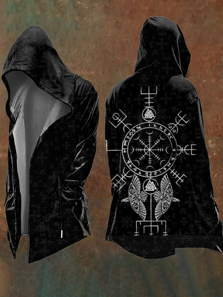 Halloween Abstract Universe Printing Hooded Cardigan Hip-hop Men Long Sleeve Hoodie Coat Vintage Loose Windbreaker Cloak