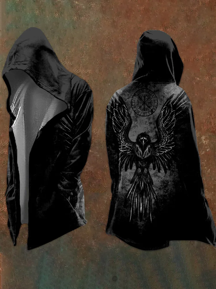 Halloween Abstract Universe Printing Hooded Cardigan Hip-hop Men Long Sleeve Hoodie Coat Vintage Loose Windbreaker Cloak