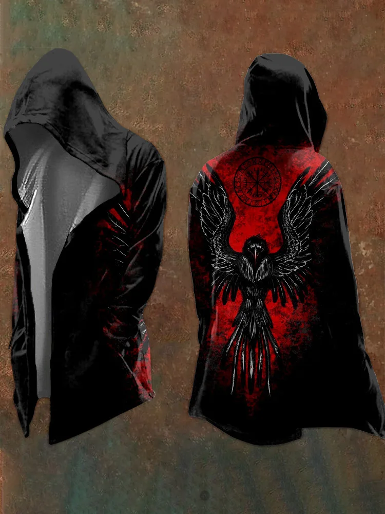 Halloween Abstract Universe Printing Hooded Cardigan Hip-hop Men Long Sleeve Hoodie Coat Vintage Loose Windbreaker Cloak