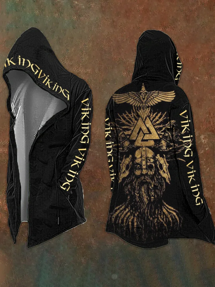 Halloween Abstract Universe Printing Hooded Cardigan Hip-hop Men Long Sleeve Hoodie Coat Vintage Loose Windbreaker Cloak