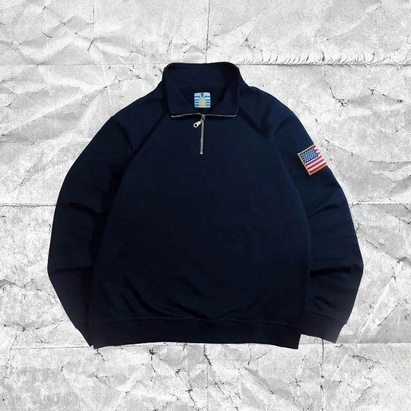 Quarterzip Embroidery Hoodies Men Casual Y2k Oversized Streetwear Harajuku Gothic Sweatshirt Tracksuit Men Clothing