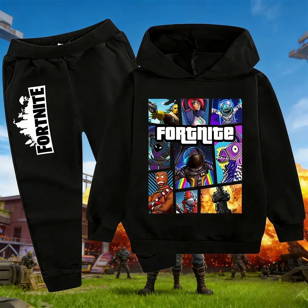 2026 New Fortnite Game Printed Children's Leisure Suit Cartoon Long Sleeve Autumn/Winter New Teenager Suit