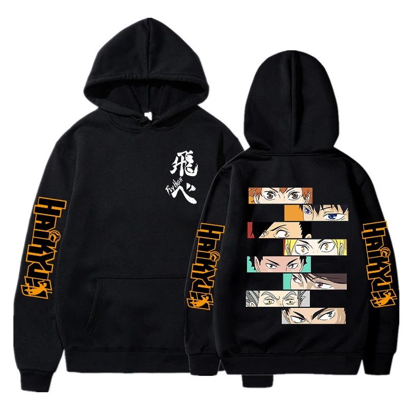 Haikyuu Manga Y2k Hoodies Japanese Anime Graphic Gothic Sweatshirts Fly High Karasuno Harajuku Vintage Pullovers Streetwear 90s