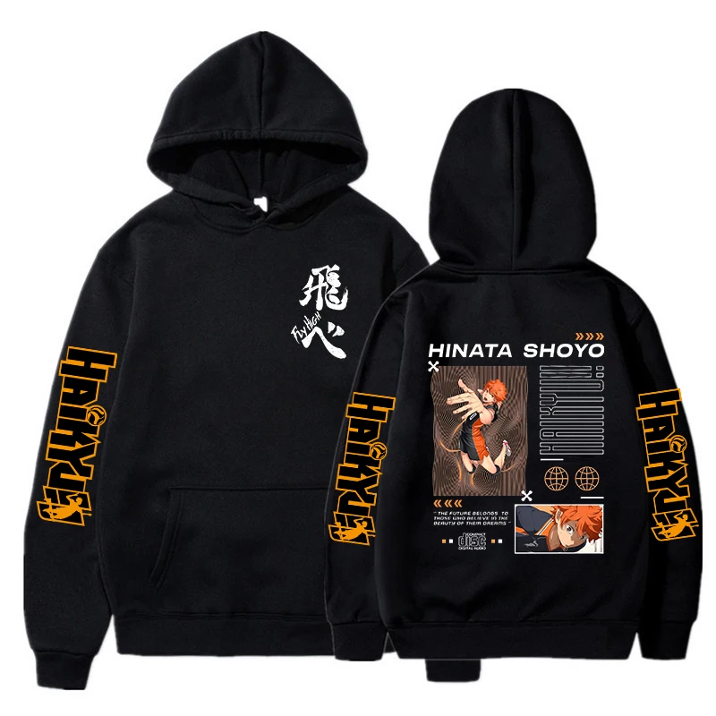 Haikyuu Manga Y2k Hoodies Japanese Anime Graphic Gothic Sweatshirts Fly High Karasuno Harajuku Vintage Pullovers Streetwear 90s