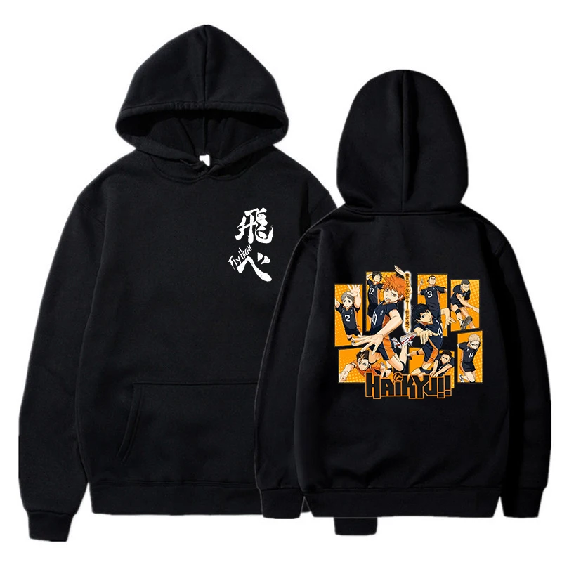 Haikyuu Manga Y2k Hoodies Japanese Anime Graphic Gothic Sweatshirts Fly High Karasuno Harajuku Vintage Pullovers Streetwear 90s