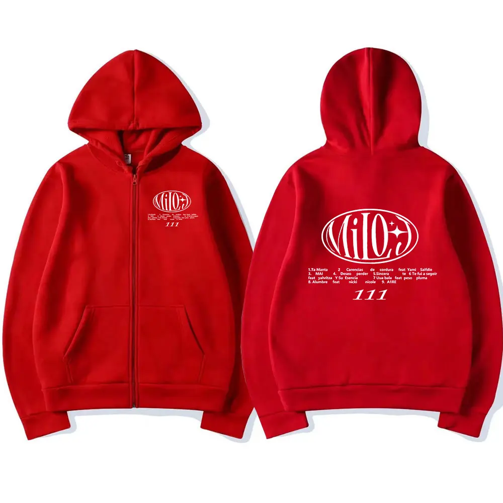 Rapper Milo J Zipper Hoodies 111 Music Album Zip Up Hooded Sweatshirts Men's Women Fashion Hip Hop Vintage Pullovers Fans Gift