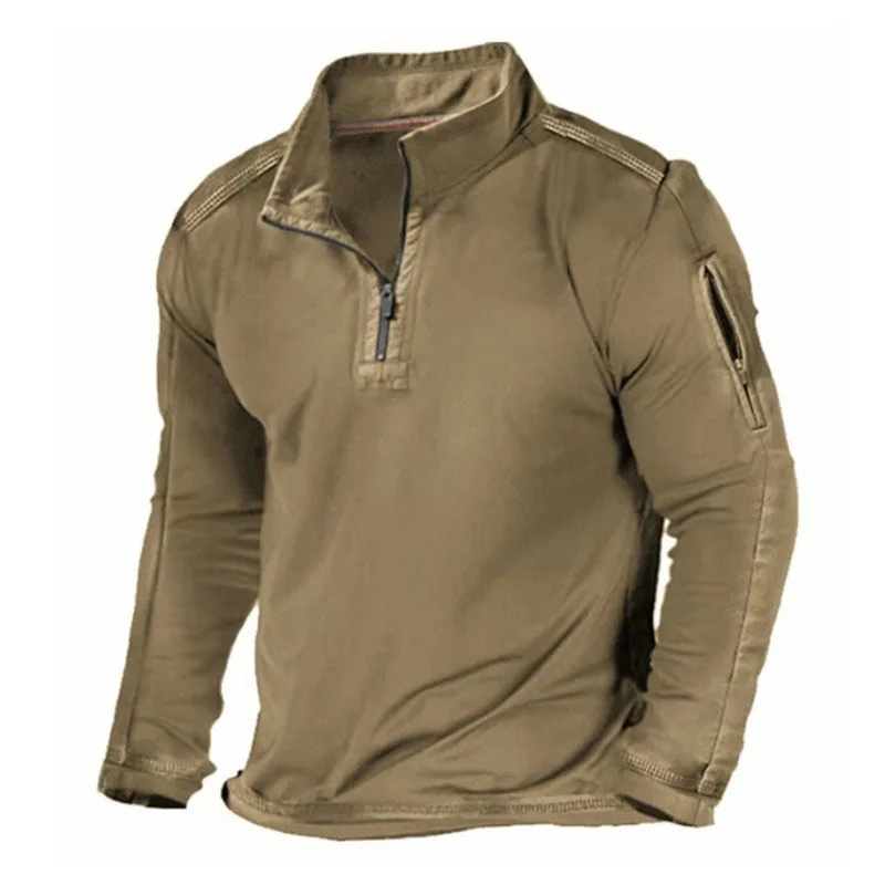 2026 Spring Autumn Long Sleeve Sweatshirts Men Stand Collar Half Zipper Pullvoers Hoodies Sweatshirts Loose Tops Male Clothing