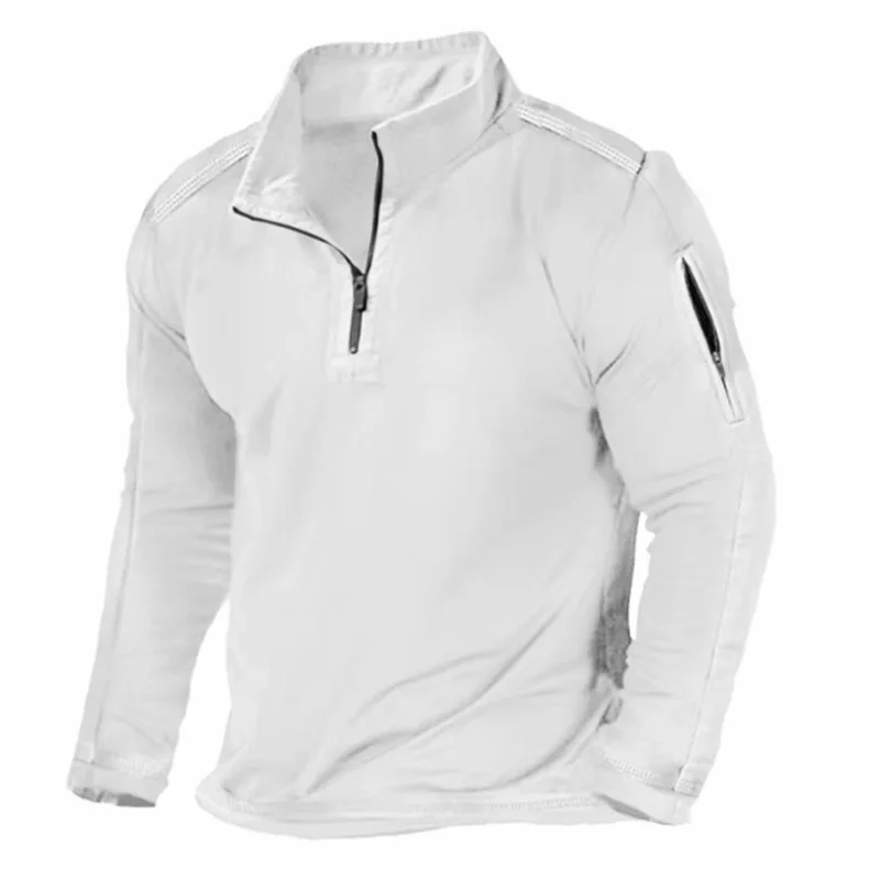 2026 Spring Autumn Long Sleeve Sweatshirts Men Stand Collar Half Zipper Pullvoers Hoodies Sweatshirts Loose Tops Male Clothing