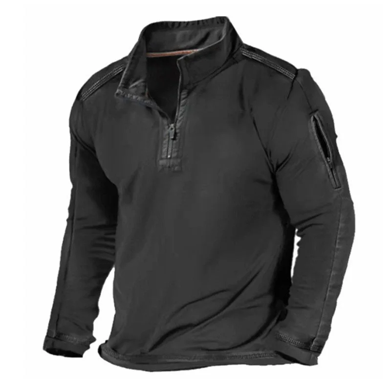 2026 Spring Autumn Long Sleeve Sweatshirts Men Stand Collar Half Zipper Pullvoers Hoodies Sweatshirts Loose Tops Male Clothing