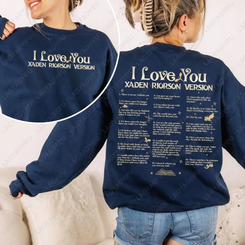 I Love You in Xaden Riorson Quote Sweatshirt Fourth Wing Book Xaddy Men Women Hoodie Romantasy Fashion Trending Cool Pullover