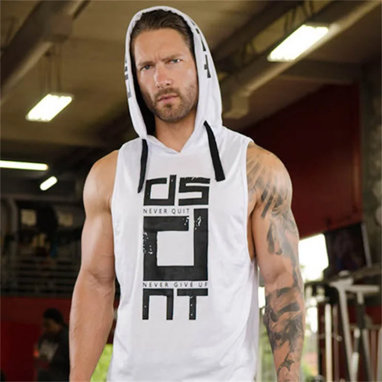 Mens Street Corner Pullovers Fitness Sport Sleeveless Hoodies Gym Bodybuilding Running Training Jogging Cotton Casual Sportswear