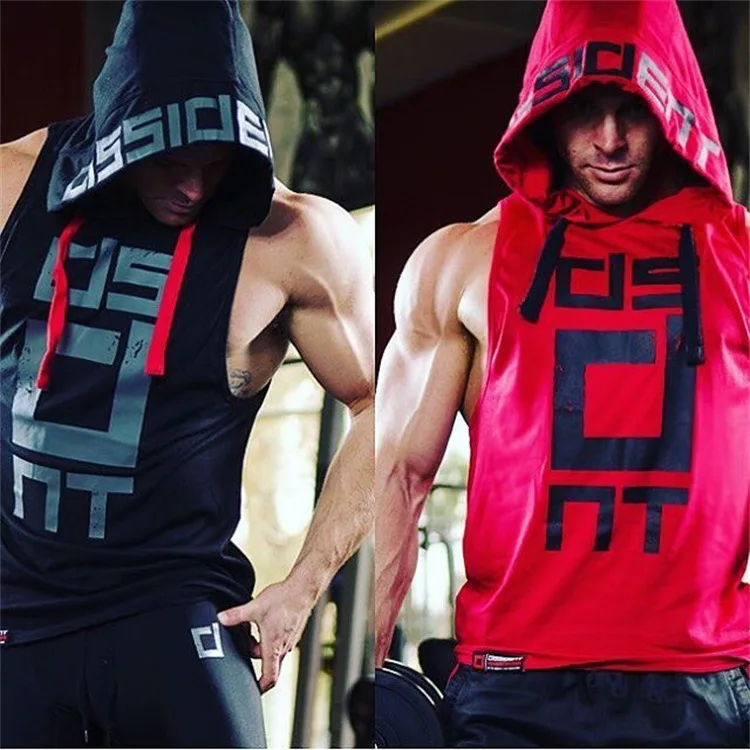 Mens Street Corner Pullovers Fitness Sport Sleeveless Hoodies Gym Bodybuilding Running Training Jogging Cotton Casual Sportswear