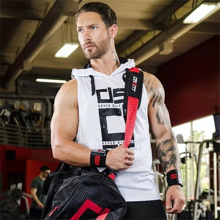 Mens Street Corner Pullovers Fitness Sport Sleeveless Hoodies Gym Bodybuilding Running Training Jogging Cotton Casual Sportswear