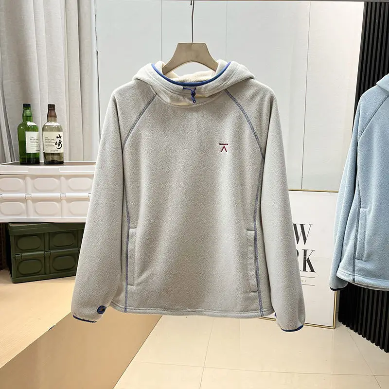 Unisex Sporty Fleece Hooded Sweatshirt: Casual Loose Fit, Perfect for Men & Women’s Everyday Style
