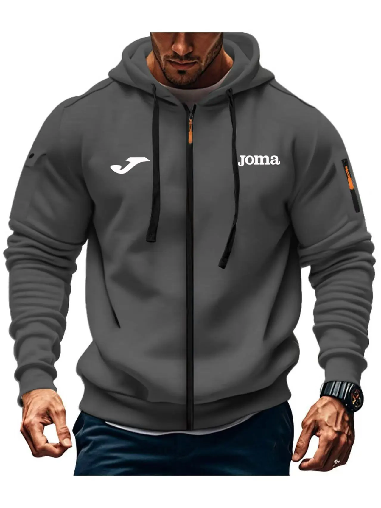 Spring Autumn and Outdoor Fashion Men's Clothing JOMA man Hooded Sweatshirt with Zipper Jacket European Style Loose Fit Suitable
