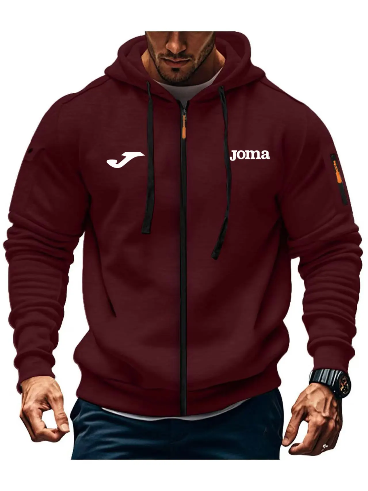 Spring Autumn and Outdoor Fashion Men's Clothing JOMA man Hooded Sweatshirt with Zipper Jacket European Style Loose Fit Suitable