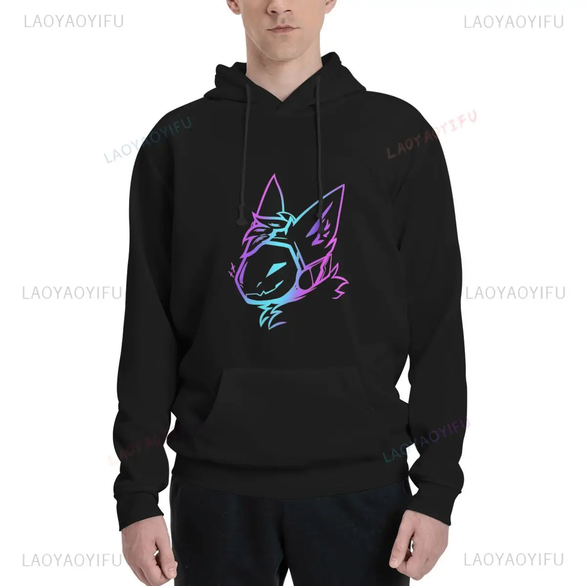 Groovy Protogen Bust Lineart Anime Graphic Unisex Hoodie Oversized Streetwear Y2K Aesthetic Cyber Kawaii Gamer Apparel