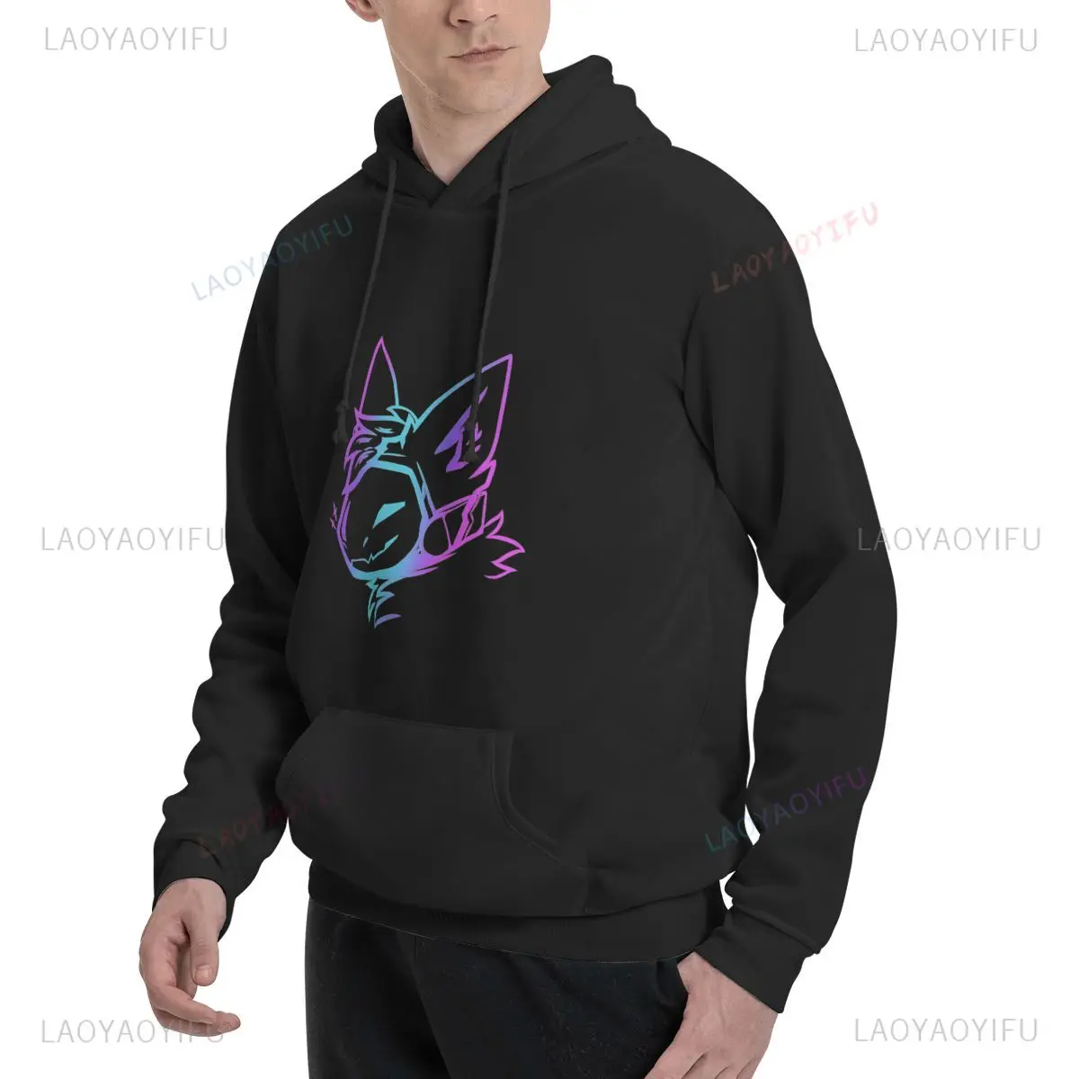 Groovy Protogen Bust Lineart Anime Graphic Unisex Hoodie Oversized Streetwear Y2K Aesthetic Cyber Kawaii Gamer Apparel