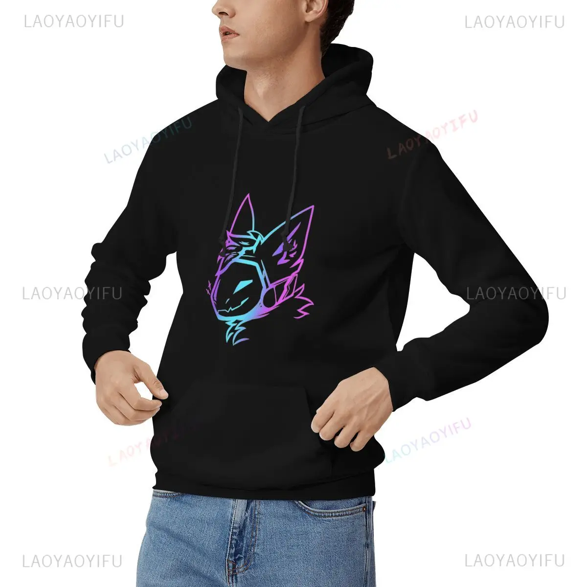 Groovy Protogen Bust Lineart Anime Graphic Unisex Hoodie Oversized Streetwear Y2K Aesthetic Cyber Kawaii Gamer Apparel
