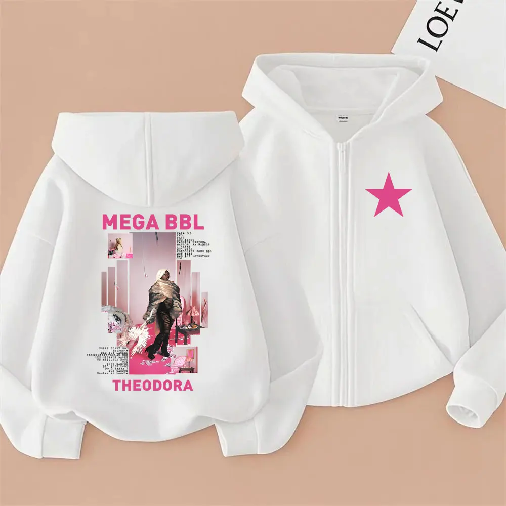 Rapper Theodora Mega Bbl Album Zipper Hoodie Men Women Hip Hop Fashion Pop Music Streetwear Male Casual Vintage Zip Up Jacket