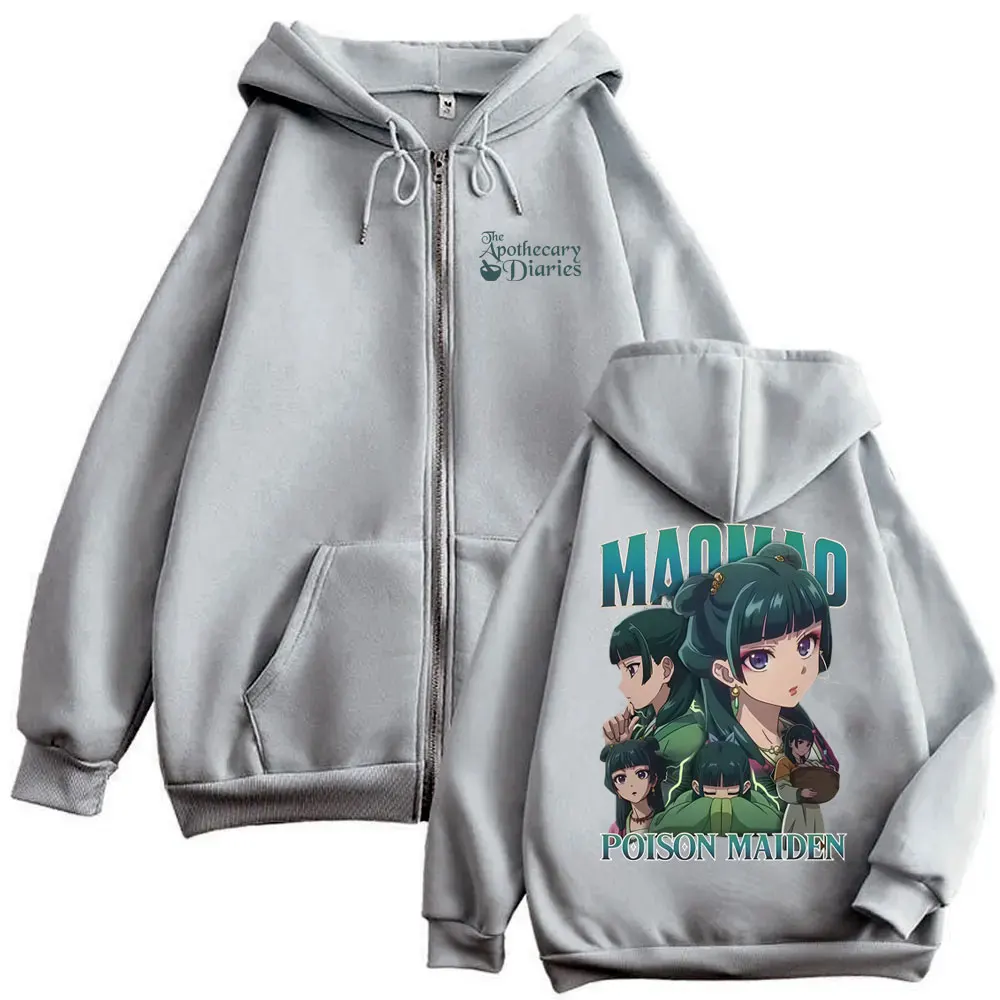 Anime The Apothecary Diaries Maomao Zipper Hoodie Men Women Casual Oversized Zipper Sweatshirt Man Fashion Vintage Zip Up Jacket
