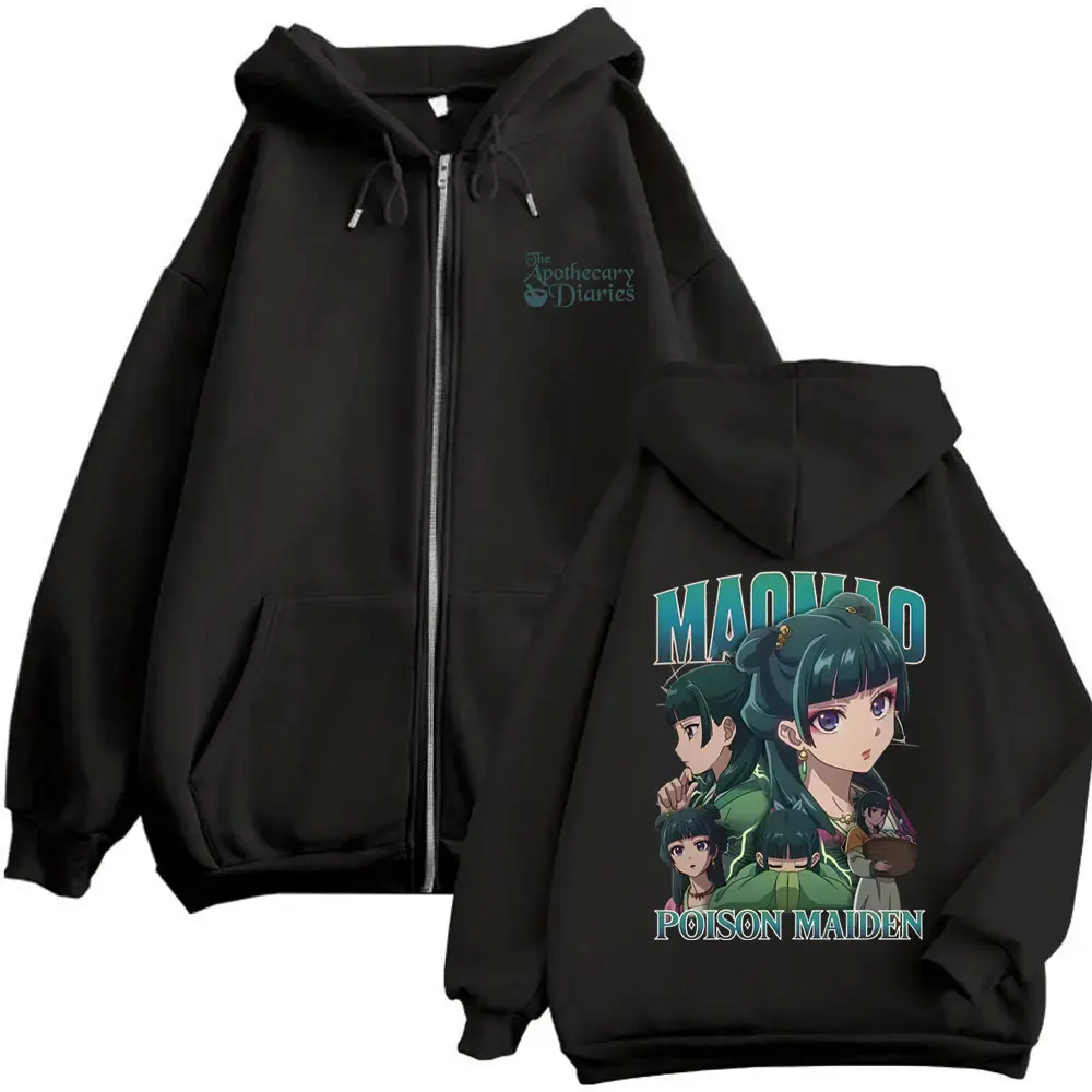 Anime The Apothecary Diaries Maomao Zipper Hoodie Men Women Casual Oversized Zipper Sweatshirt Man Fashion Vintage Zip Up Jacket