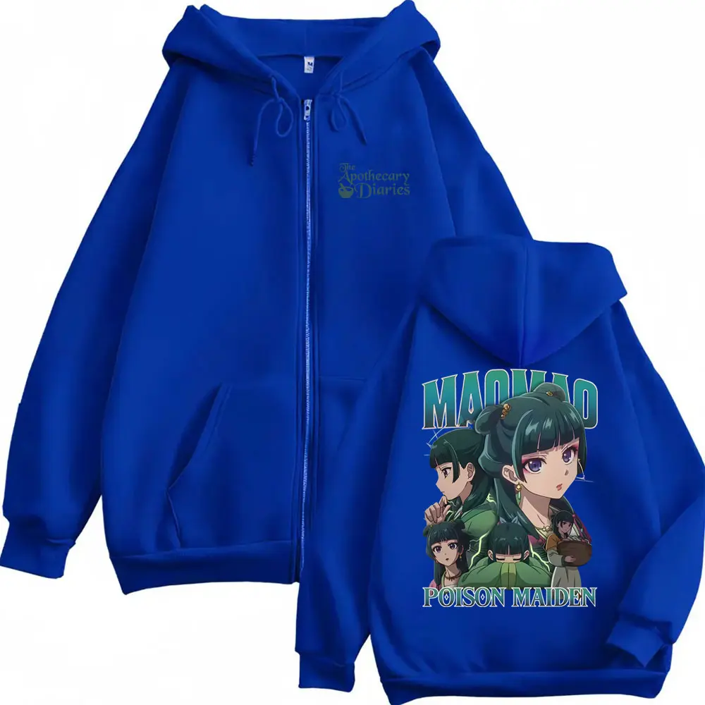 Anime The Apothecary Diaries Maomao Zipper Hoodie Men Women Casual Oversized Zipper Sweatshirt Man Fashion Vintage Zip Up Jacket