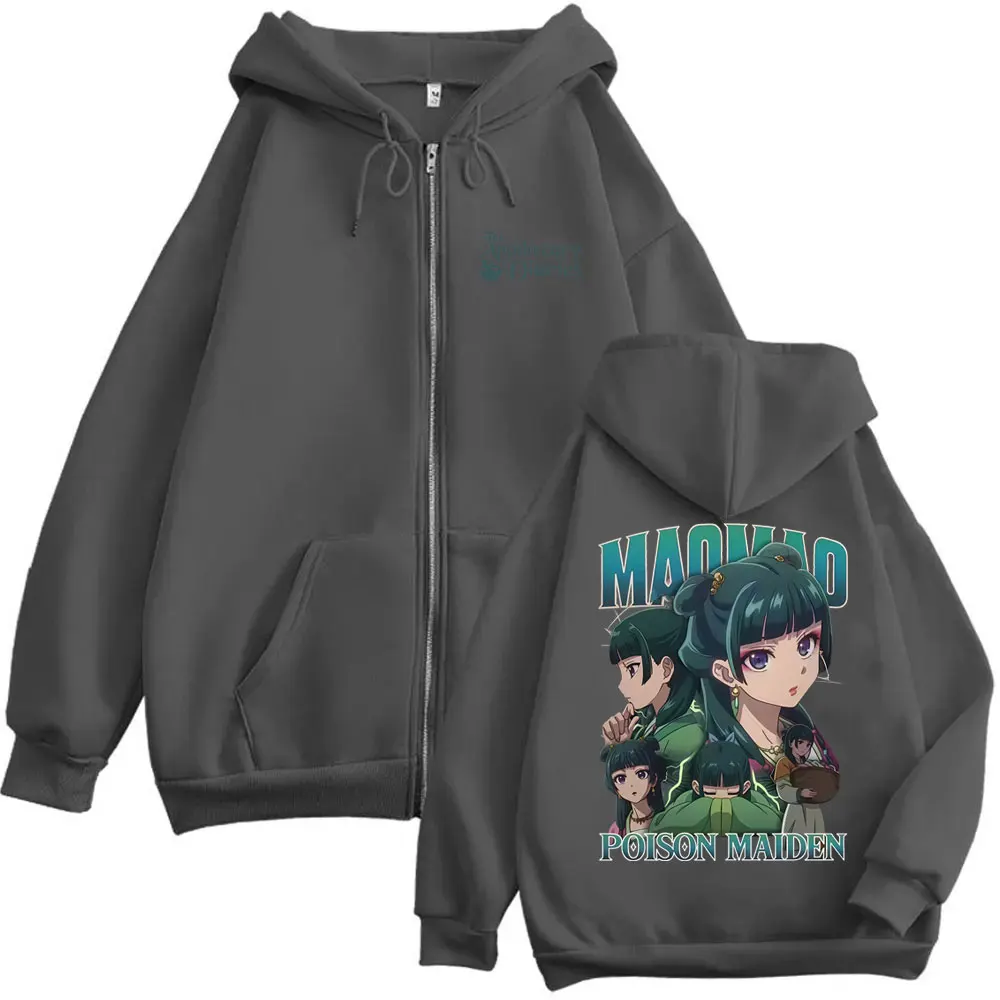 Anime The Apothecary Diaries Maomao Zipper Hoodie Men Women Casual Oversized Zipper Sweatshirt Man Fashion Vintage Zip Up Jacket