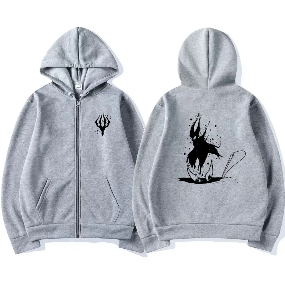 Game Hollow Void Hollow Knight Zipper Hoodie Men's Fashion Casual Zip Up Hoodies Men Anime Vintage Sweatshirt Man Hooded Jacket