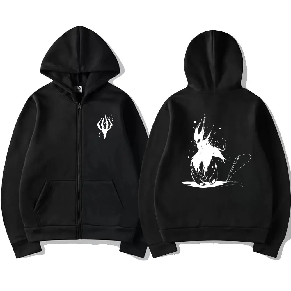 Game Hollow Void Hollow Knight Zipper Hoodie Men's Fashion Casual Zip Up Hoodies Men Anime Vintage Sweatshirt Man Hooded Jacket